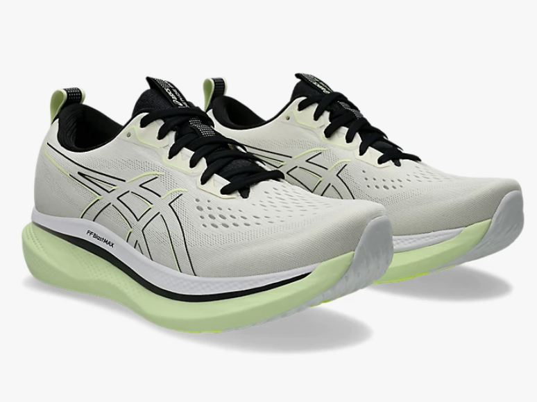 ASICS Glideride Max shoe th, showing rocker shape and dual-foam midsole